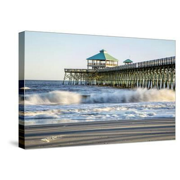 Blue Ocean Print Blue Wall Art North Carolina Beach Photography Large Wall Art Coastal Decor Pier Beach Print Contemporary Wall Art